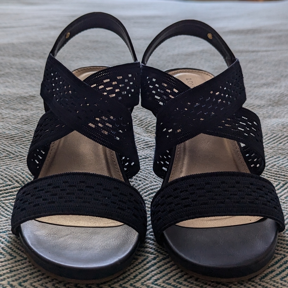 London Fog "Pickwick" Wedge Sandals